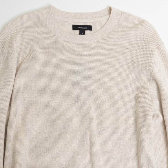 Matinique Malagoon Crewneck Sweater Mens Medium Oyster Gray Melange Cotton Cream - Picture 5 of 15